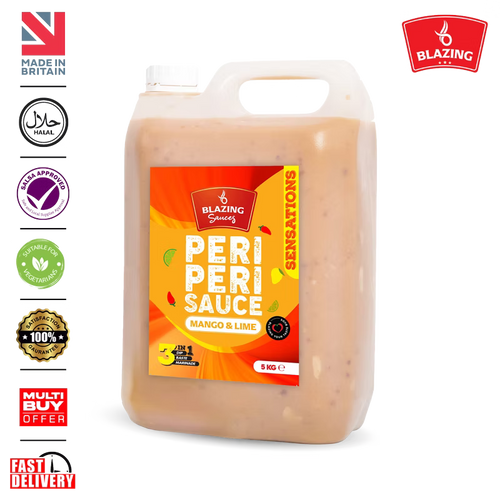 Blazing Peri Peri Mango & Lime Sauce 5kg, Sweet & Zesty Chicken Glaze, Dip & Marinade