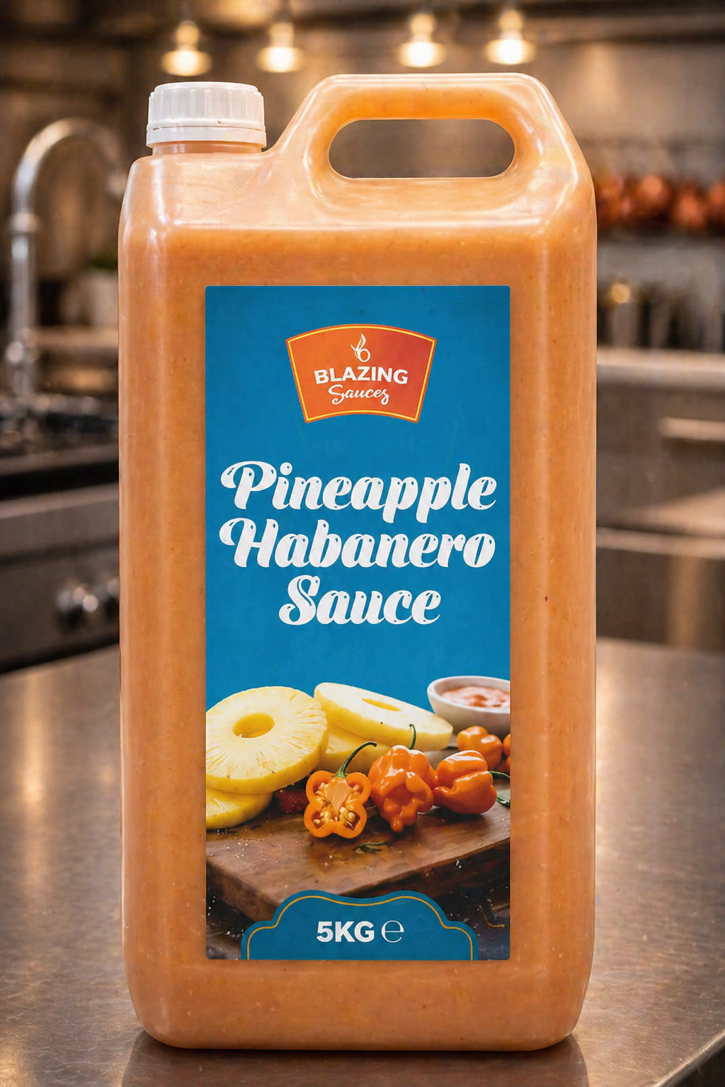 Blazing Pineapple Habanero Sauce 5kg, Sweet Heat for Chicken, Burgers and Vegetables