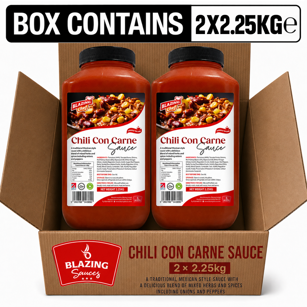 Blazing Chilli Con Carne Sauce 2.25kg, Bold & Spicy Ready-to-Use Cooking Sauce