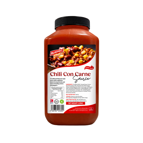 Blazing Chilli Con Carne Sauce 2.25kg, Bold & Spicy Ready-to-Use Cooking Sauce