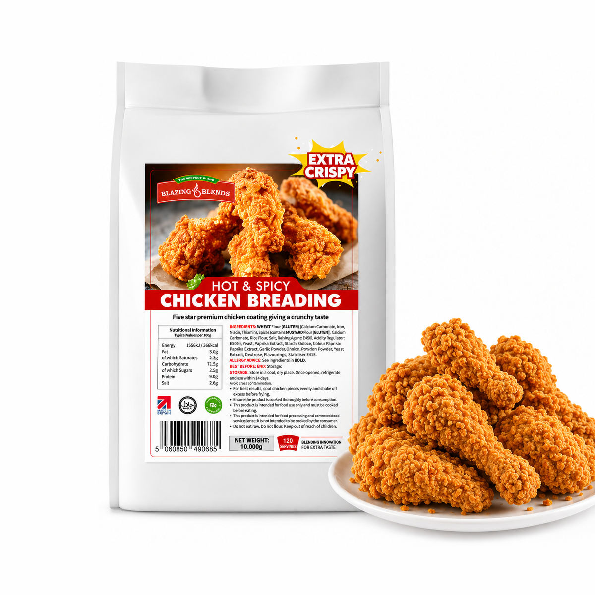 Extra Crispy Hot & Spicy Chicken Breading 12.5kg, Bulk Fried Chicken Coating Mix