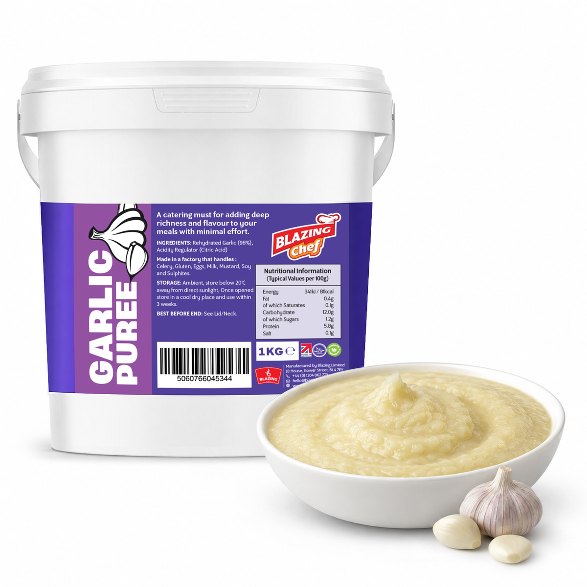 Garlic Purée 1kg Catering Tub, Perfect For Seasoning Chicken, Meats & Vegetables