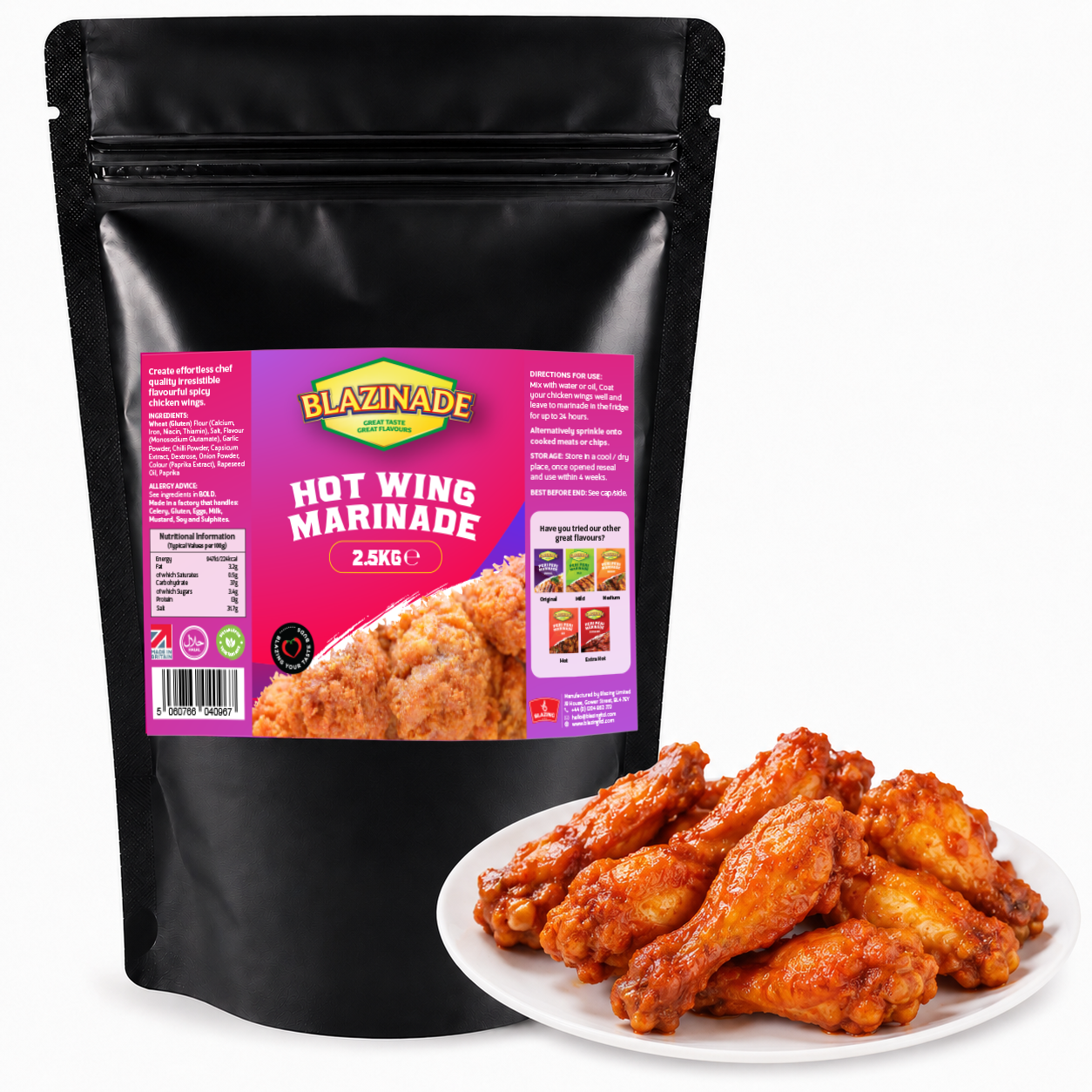Blazinade Peri Peri Hot Wing Marinade 2.5kg, Spicy Chicken Wing Seasoning