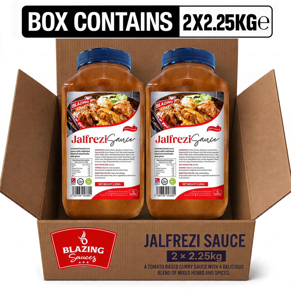 Blazing Jalfrezi Sauce 2.25kg, Spicy & Tangy Ready-to-Use Curry Sauce