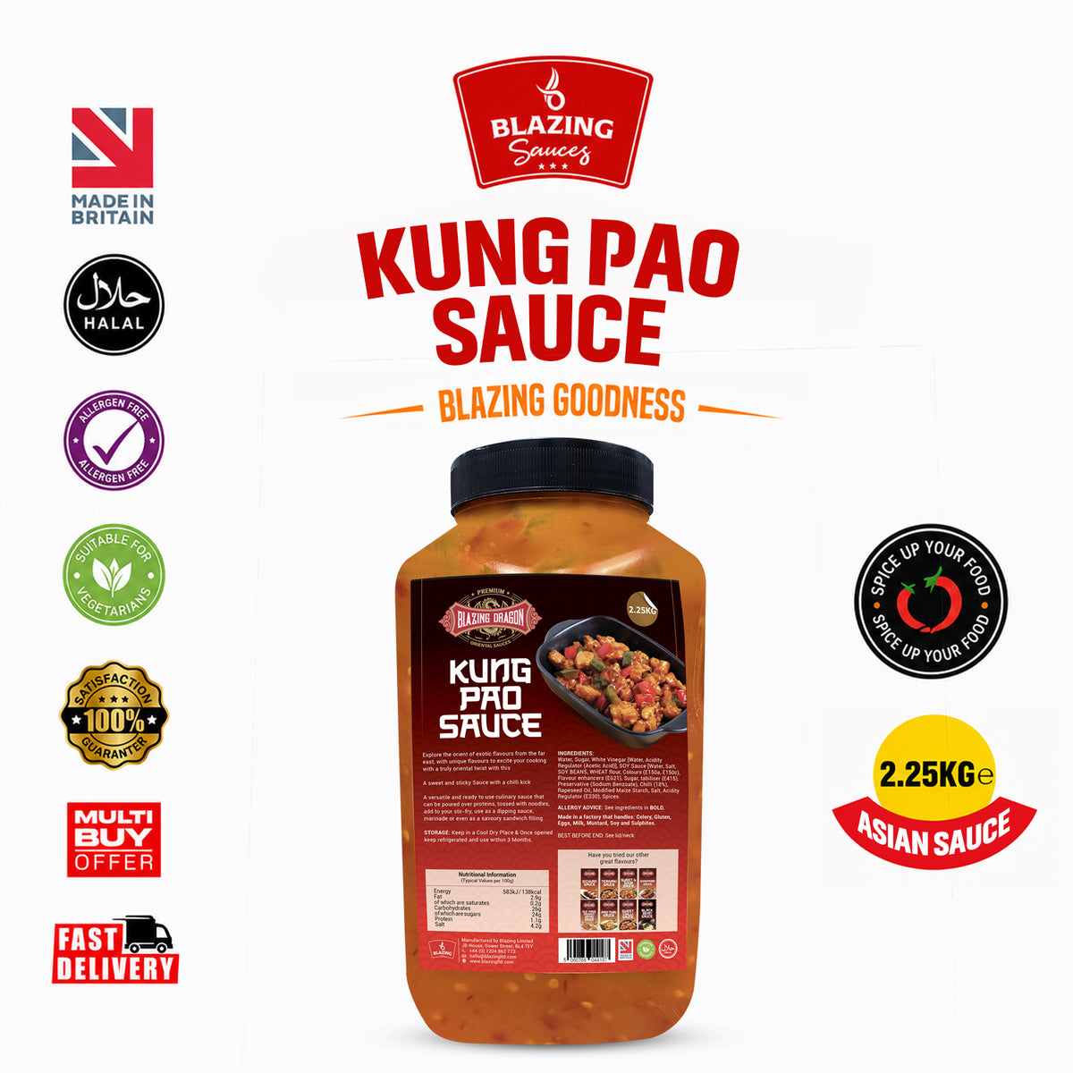 Blazing Kung Pao Sauce 2.25kg – Wholesale Spicy Sweet Chinese Stir Fry Sauce