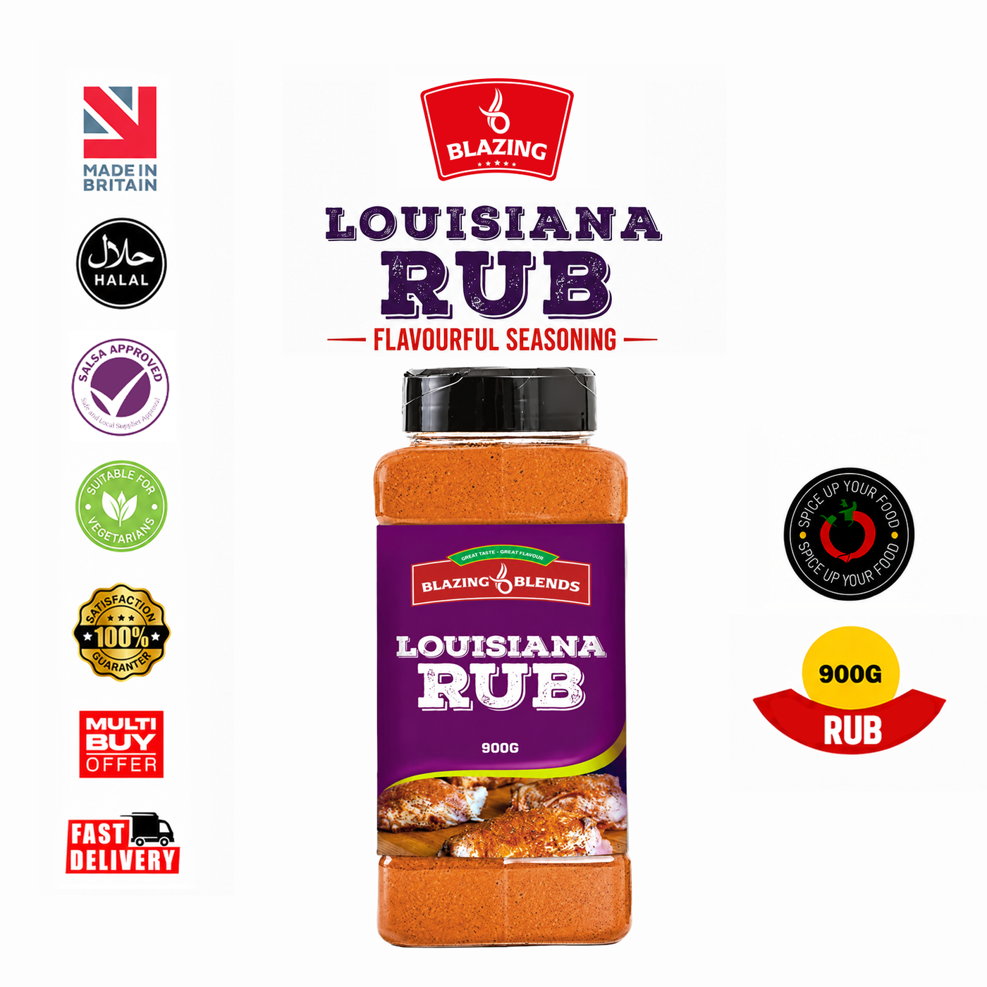 Blazing Louisiana Cajun Dry Rub Seasoning 900g