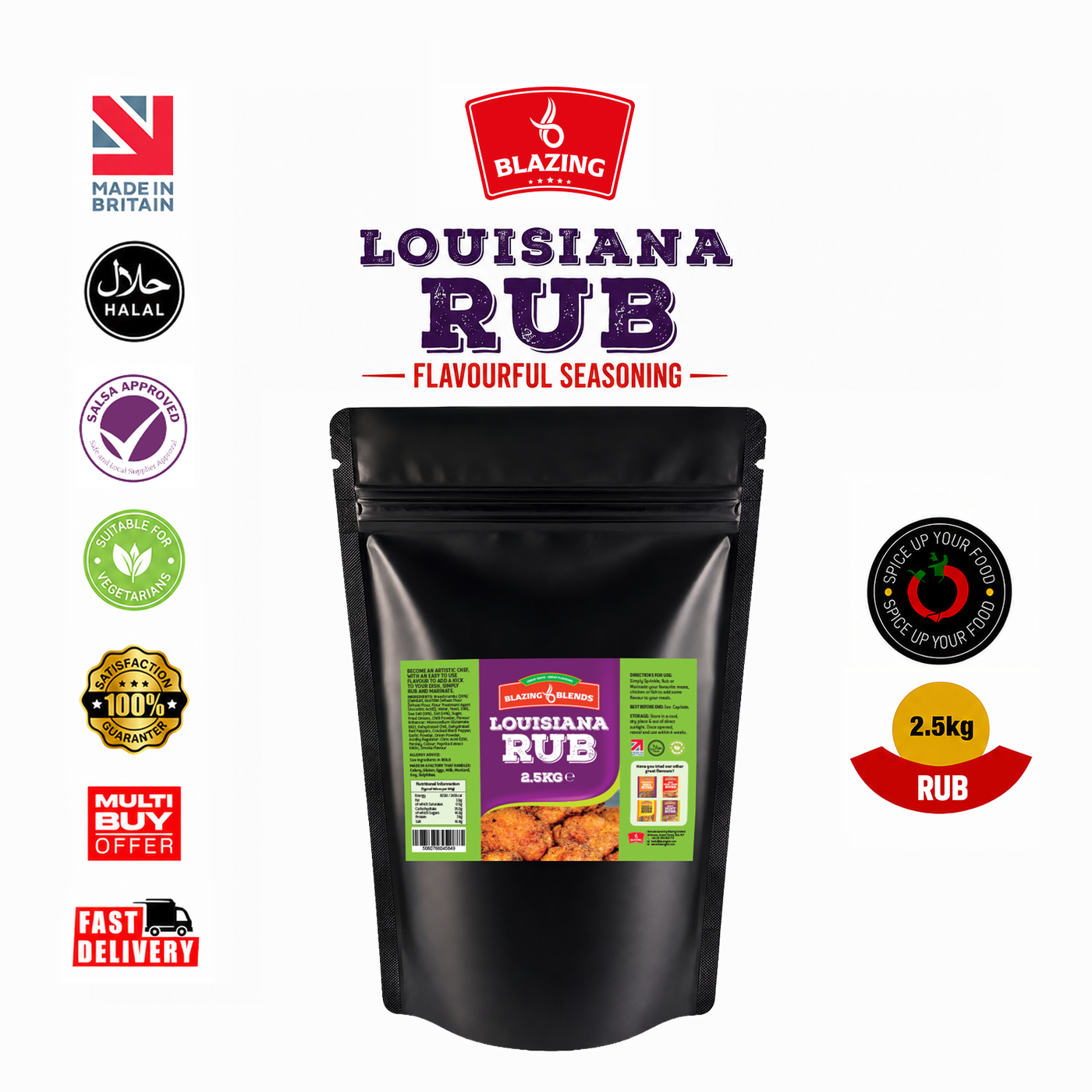 Blazing Louisiana Cajun Dry Rub Seasoning 2.5kg