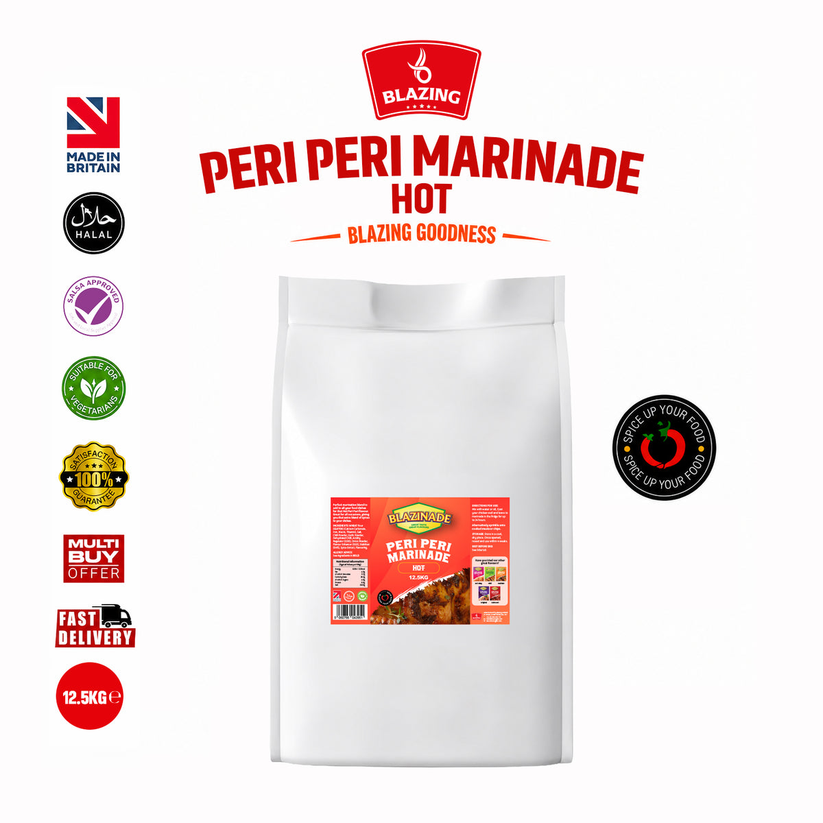 Blazinade Peri Peri Hot Marinade 12.5kg, Bulk Spicy Chicken Marinade