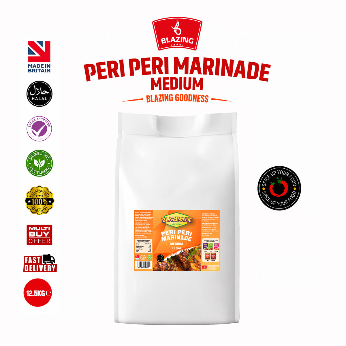 Blazinade Peri Peri Medium Marinade 12.5kg, Bulk Chicken & Meat Seasoning