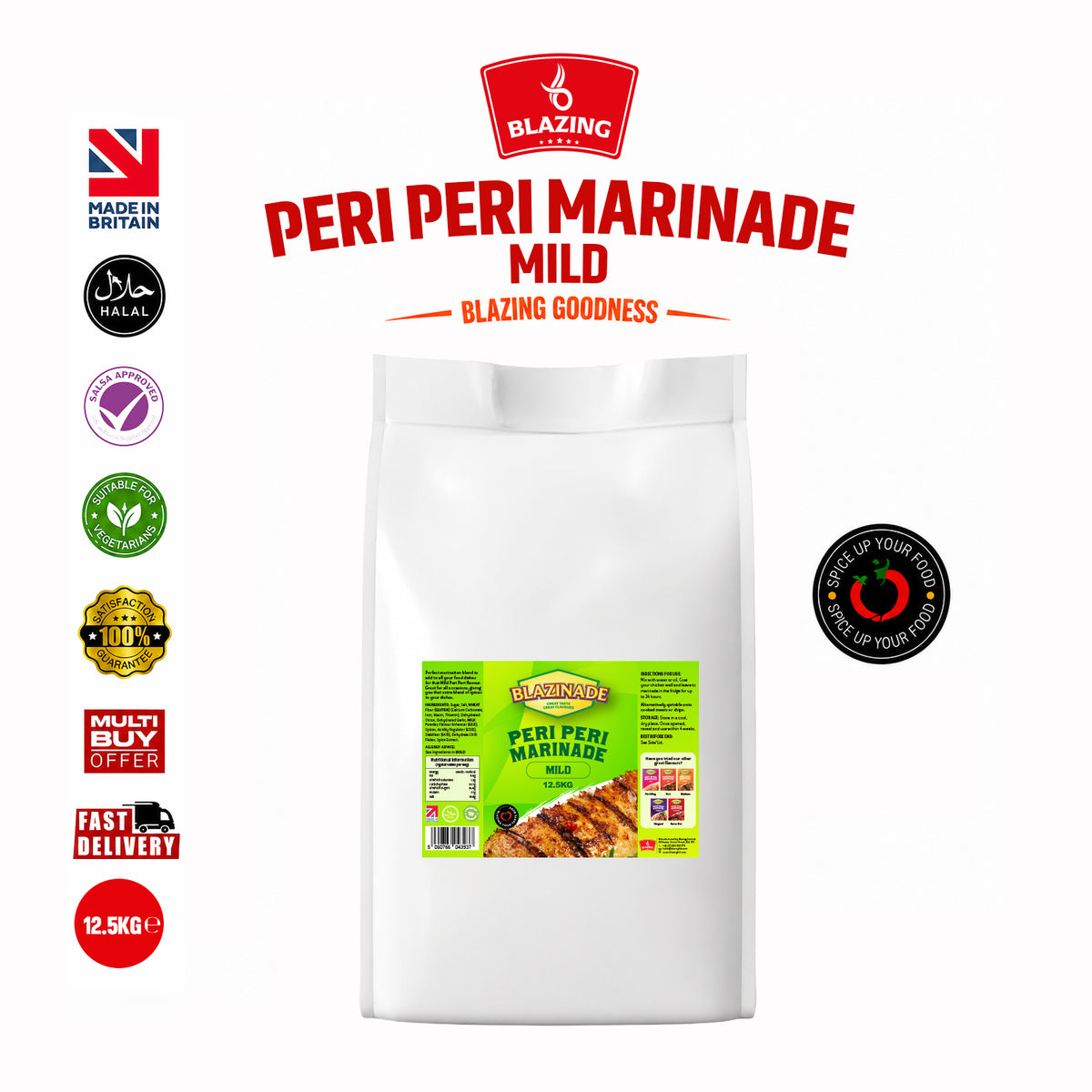 Blazinade Peri Peri Mild Marinade 12.5kg, Bulk Chicken & Meat Seasoning
