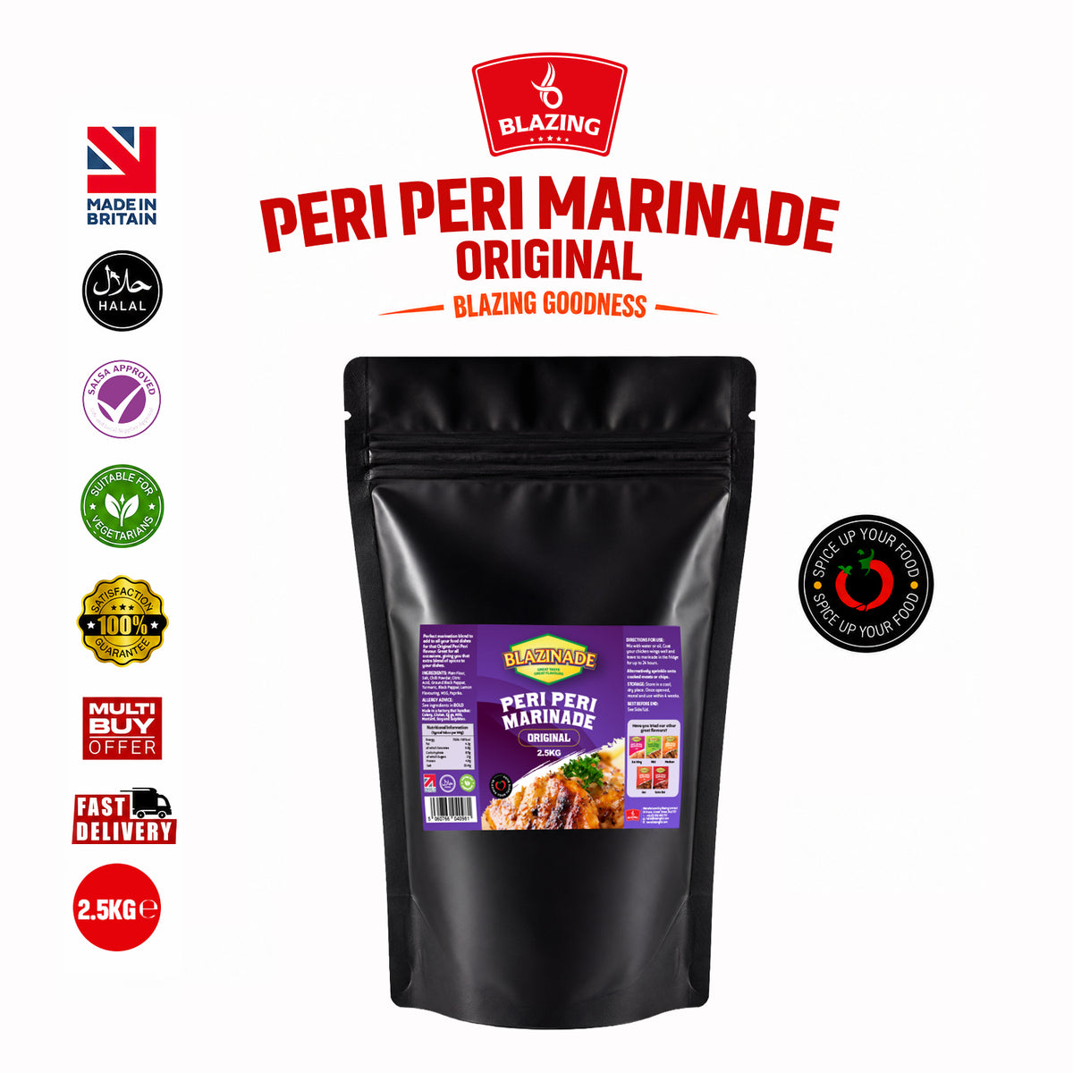 Blazinade Peri Peri Original Marinade 2.5kg, Classic Chicken & Meat Seasoning