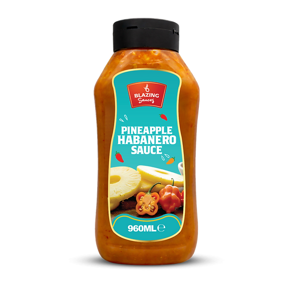 Blazing Pineapple Habanero Sauce 960ml, Sweet Heat for Chicken, Burgers and Vegetables