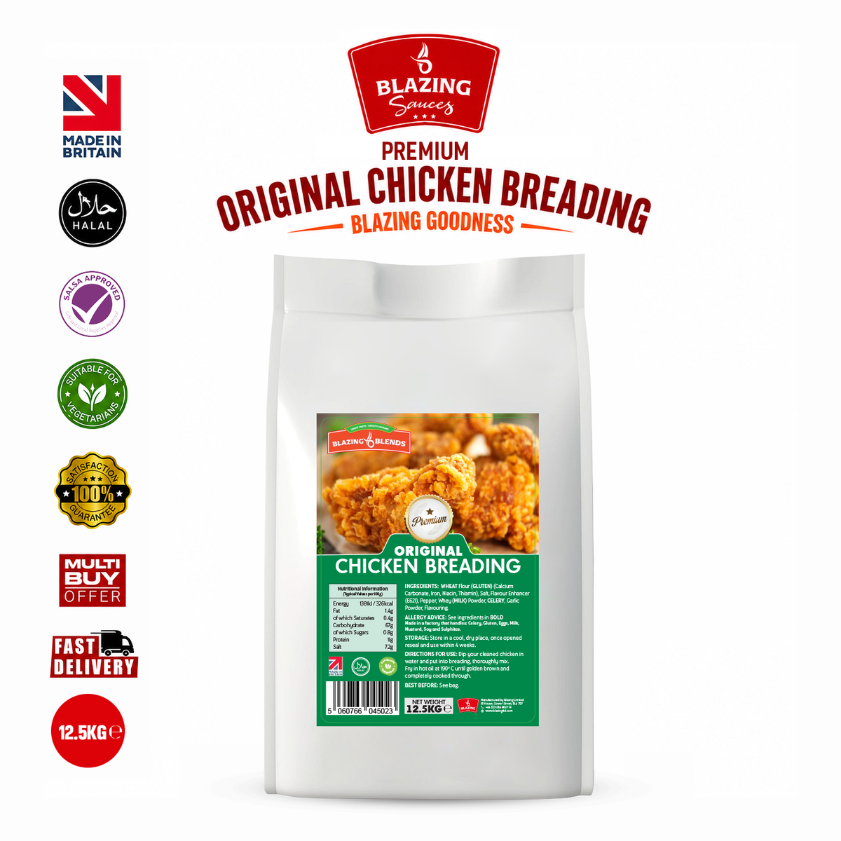 Blazing Premium Original Chicken Breading – Crispy Fried Chicken Coating 12.5kg