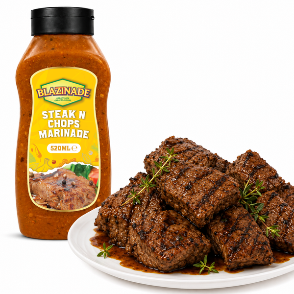 Blazing Steak n Chops Marinade Sauce 520ml, Savoury Meat Marinade, Grill and BBQ Sauce