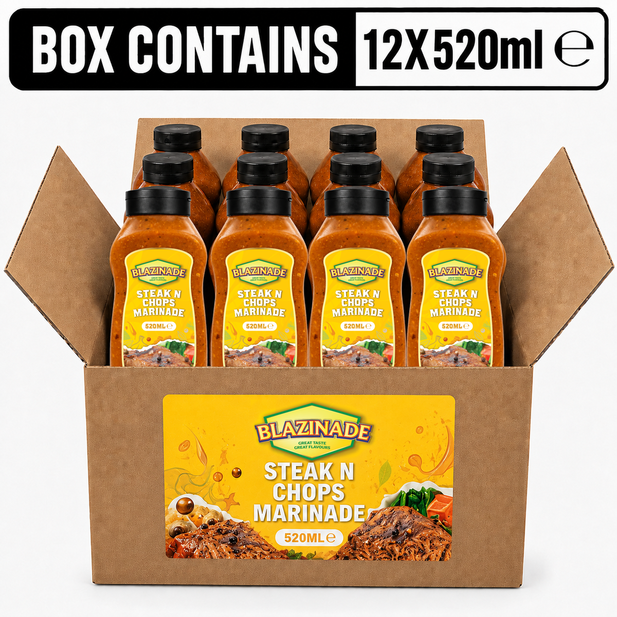 Blazing Steak n Chops Marinade Sauce 520ml, Savoury Meat Marinade, Grill and BBQ Sauce