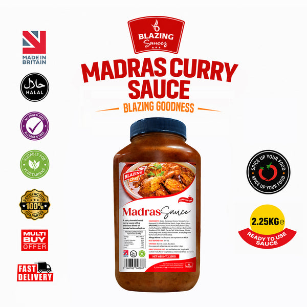 Blazing Madras Curry Sauce 2.25kg, Rich & Spicy Ready-to-Use Indian Style Sauce