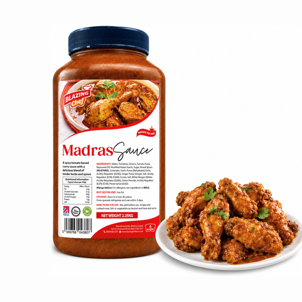 Blazing Madras Curry Sauce 2.25kg, Rich & Spicy Ready-to-Use Indian Style Sauce