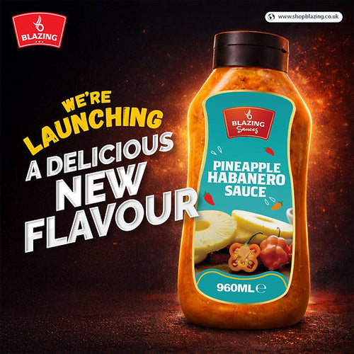 Blazing Pineapple Habanero Sauce 960ml, Sweet Heat for Chicken, Burgers and Vegetables