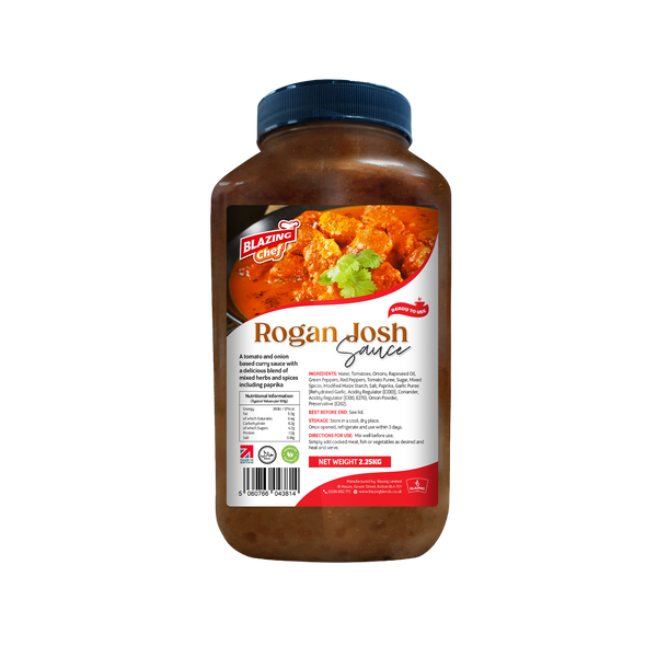Blazing Rogan Josh Sauce 2.25kg, Premium Ready-to-Use Curry Sauce for Lamb & Meat