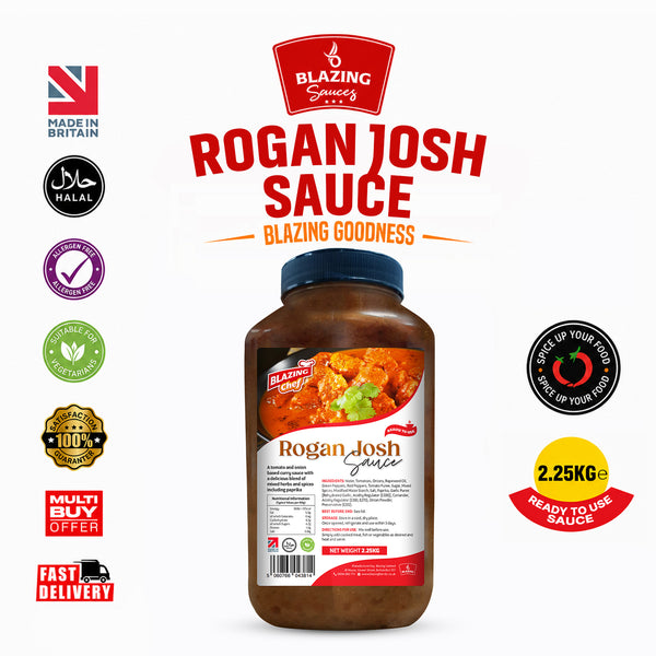 Blazing Rogan Josh Sauce 2.25kg, Premium Ready-to-Use Curry Sauce for Lamb & Meat