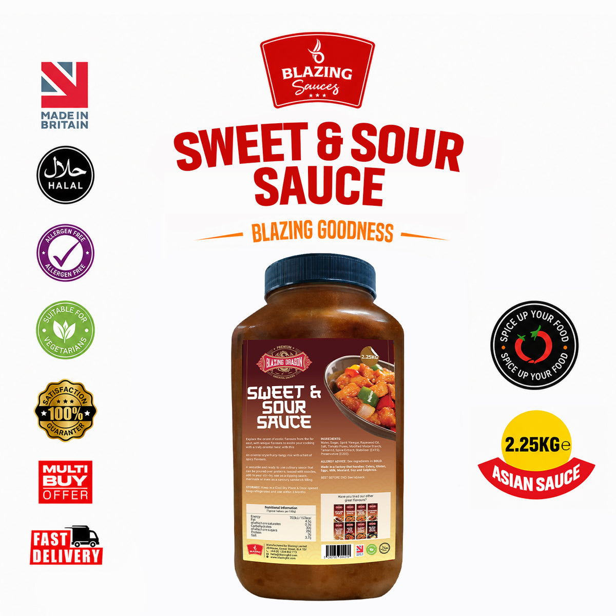 Blazing Sweet & Sour Sauce 2.25kg – Wholesale Chinese Style Cooking Sauce