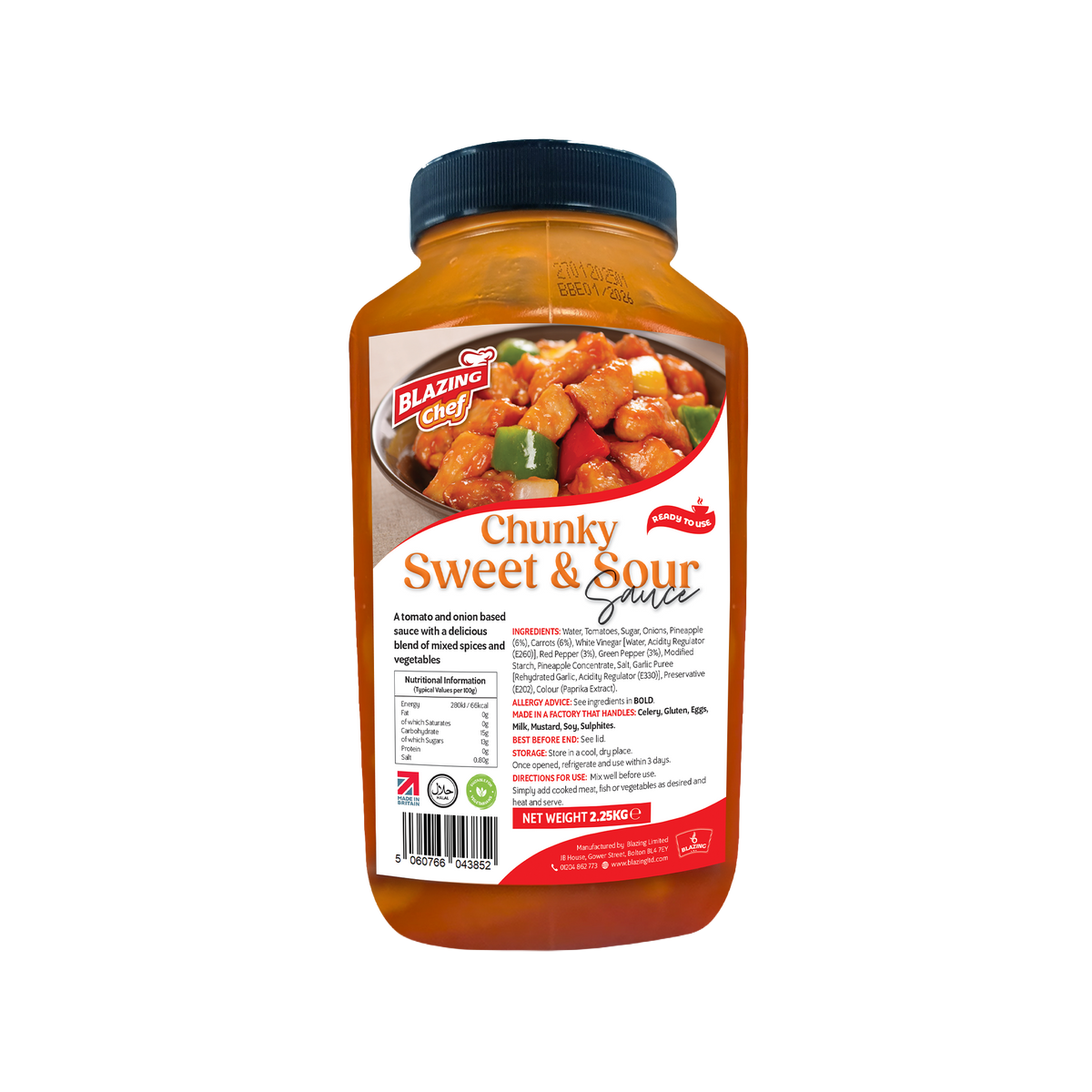 Chunky Sweet & Sour Sauce 2.25kg, Tangy & Fruity Ready-to-Use Cooking Sauce