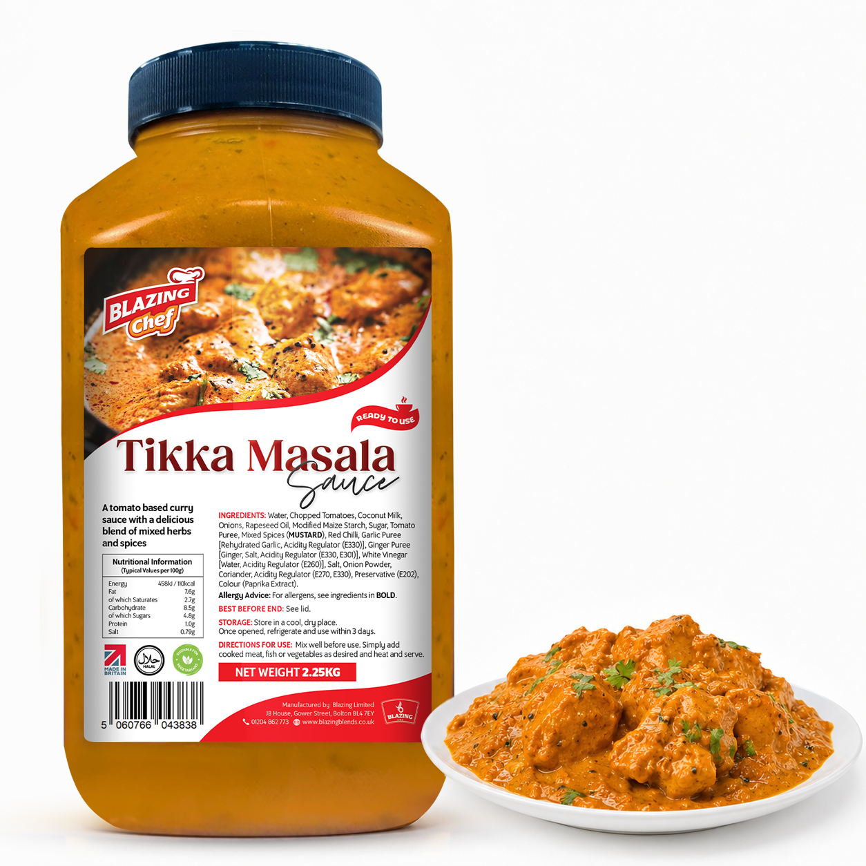 Blazing Tikka Masala Sauce 2.25kg, Creamy & Spiced Ready-to-Use Curry Sauce