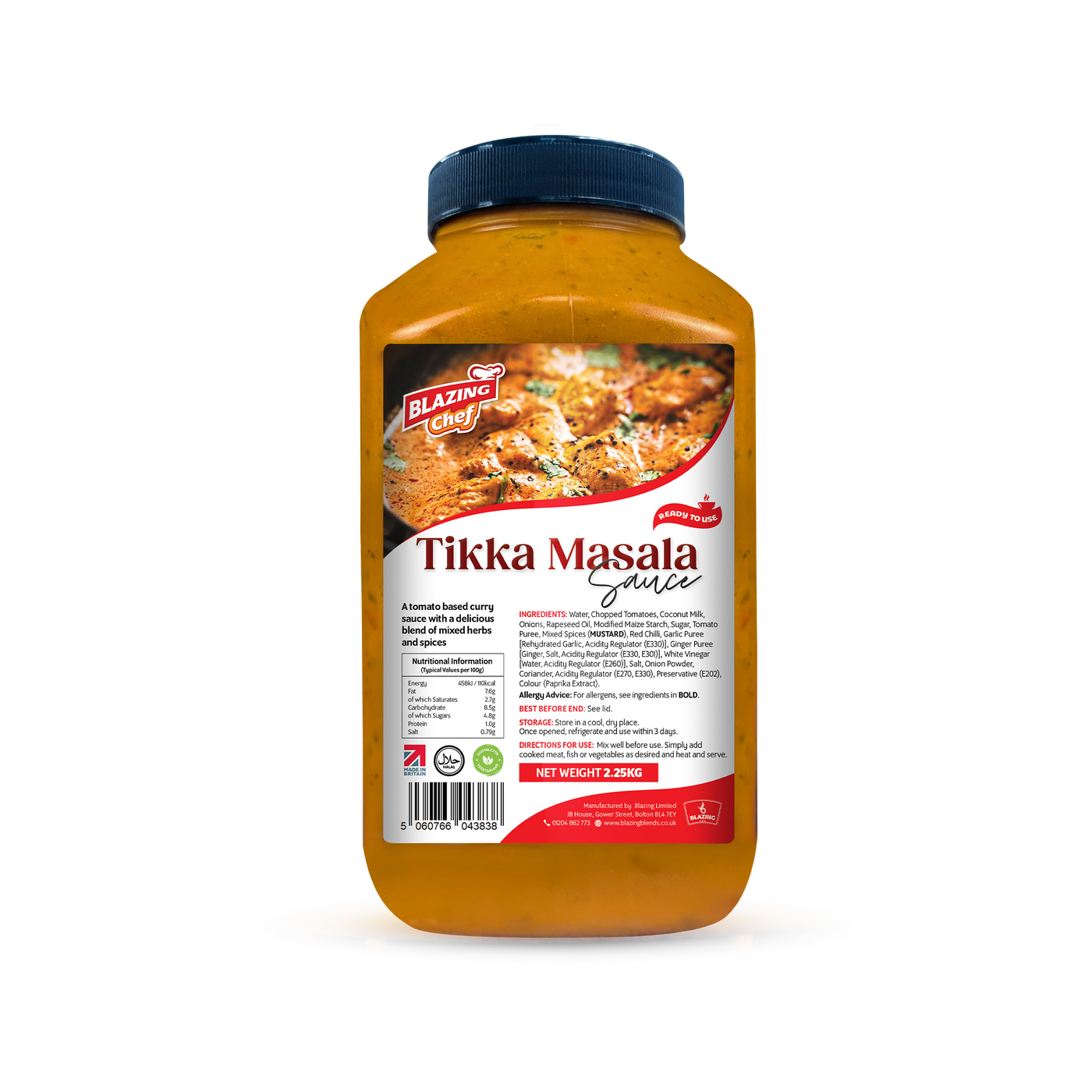 Blazing Tikka Masala Sauce 2.25kg, Creamy & Spiced Ready-to-Use Curry Sauce