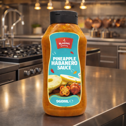 Blazing Pineapple Habanero Sauce 960ml, Sweet Heat for Chicken, Burgers and Vegetables