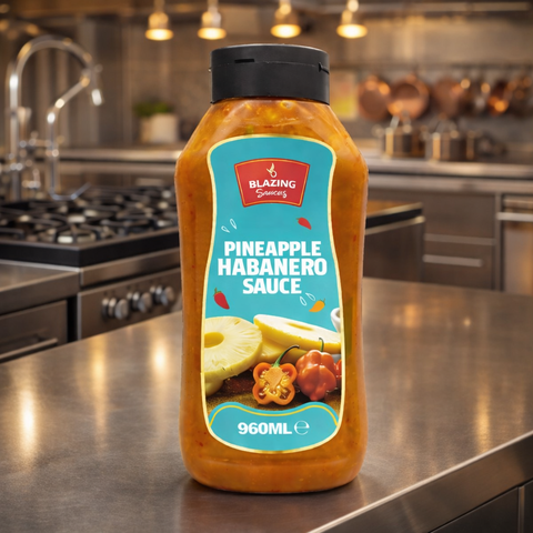 Blazing Pineapple Habanero Sauce 960ml, Sweet Heat for Chicken, Burgers and Vegetables