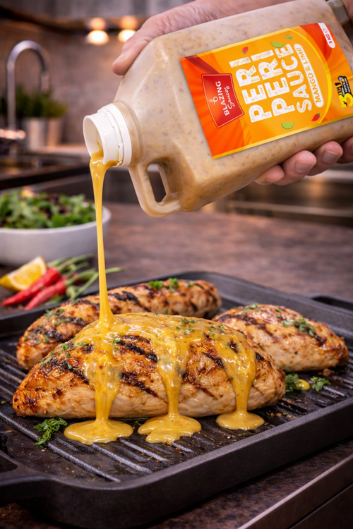 Blazing Peri Peri Mango & Lime Sauce 5kg, Sweet & Zesty Chicken Glaze, Dip & Marinade
