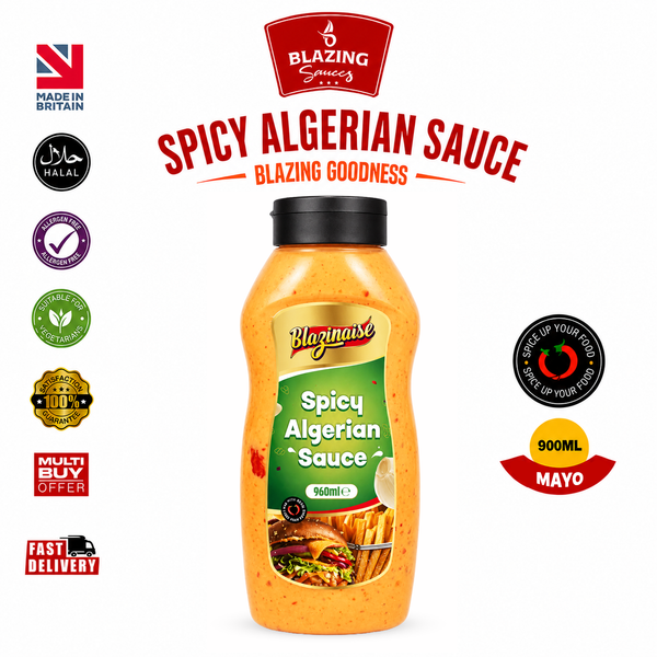 Blazing Spicy Algerian Sauce 960ml, Hot Spiced Condiment, Dip and Glaze