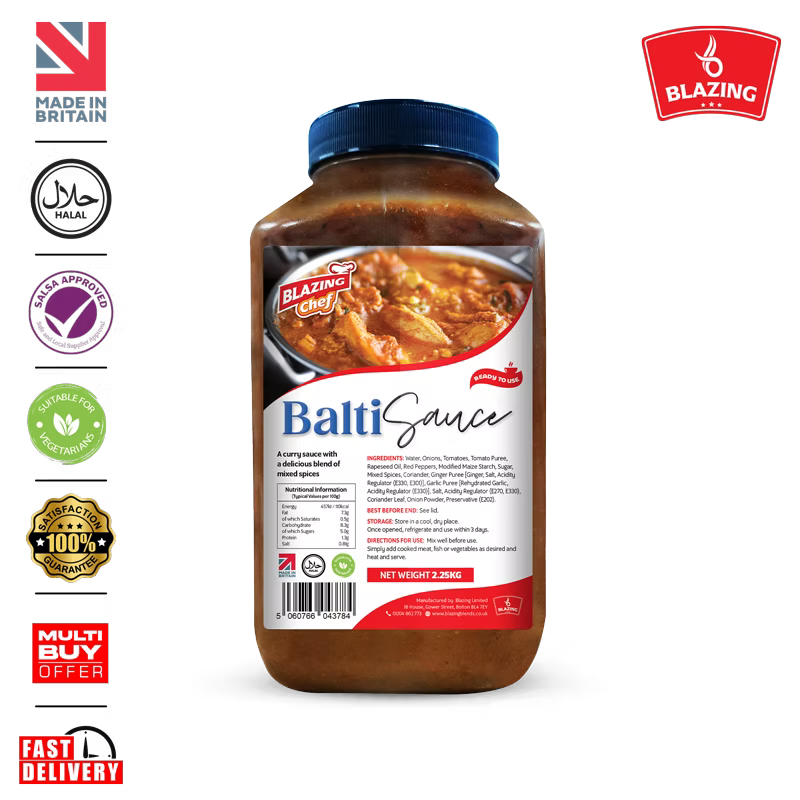 Blazing Balti Sauce 2.25kg, Authentic Spiced Ready-to-Use Curry Sauce