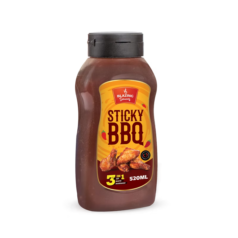 Blazing Sticky BBQ Sauce 520ml, Perfect for Chicken Wings, Ribs & More
