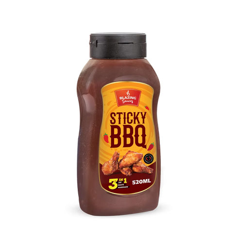 Blazing Sticky BBQ Sauce 520ml, Perfect for Chicken Wings, Ribs & More