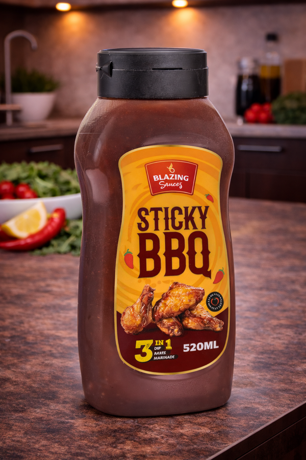 Blazing Sticky BBQ Sauce 520ml, Perfect for Chicken Wings, Ribs & More