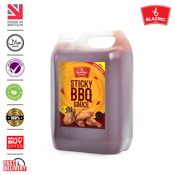 Blazing Sticky BBQ Sauce 5kg, Perfect for Chicken Wings, Ribs & More