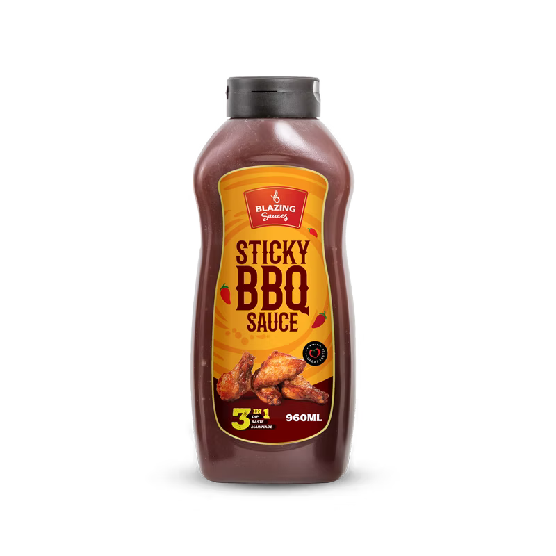 Blazing Sticky BBQ Sauce 960ml, Perfect for Chicken Wings, Ribs & More