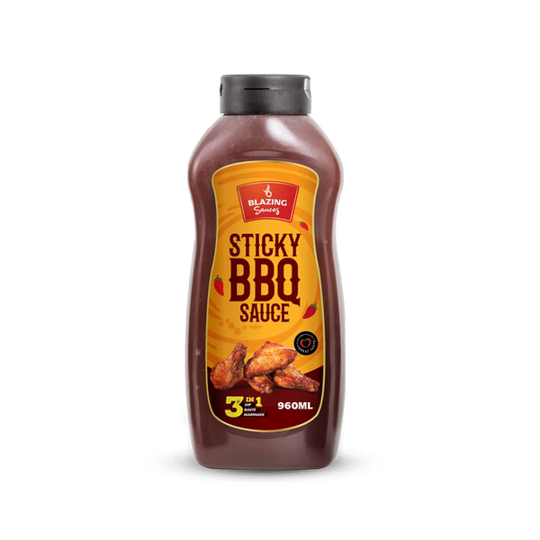 Blazing Sticky BBQ Sauce 960ml, Perfect for Chicken Wings, Ribs & More