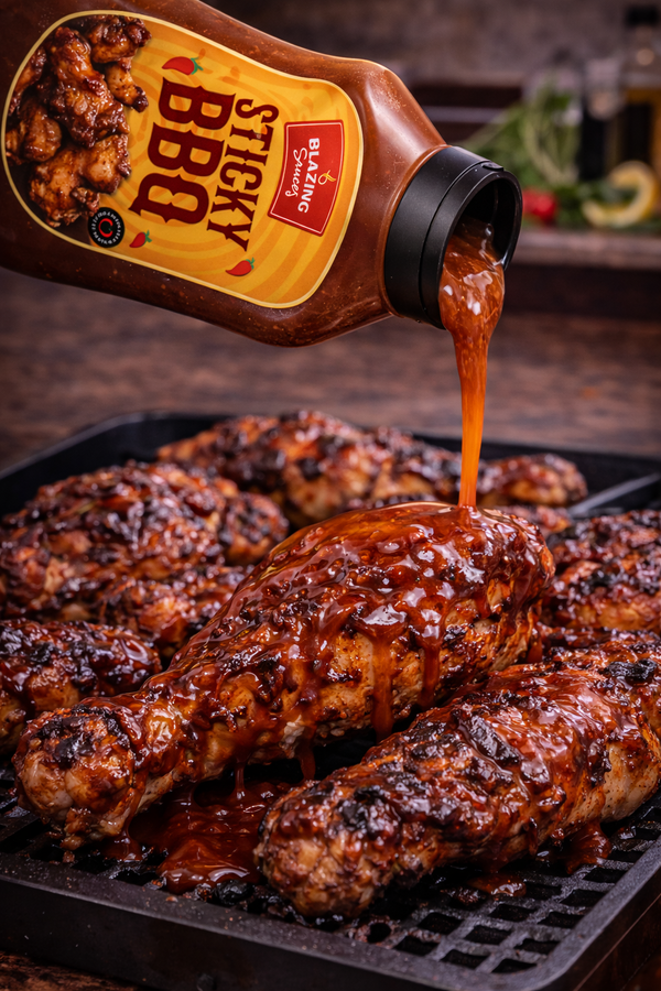 Blazing Sticky BBQ Sauce 520ml, Perfect for Chicken Wings, Ribs & More
