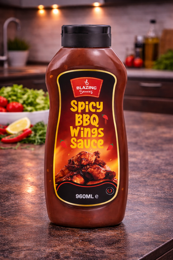 Blazing Spicy BBQ Wings Sauce 960ml, Smoky Chilli Glaze & Marinade