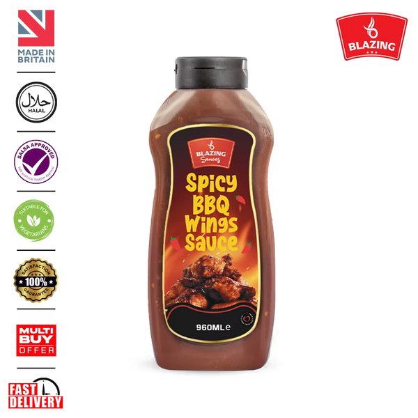 Blazing Spicy BBQ Wings Sauce 960ml, Smoky Chilli Glaze & Marinade