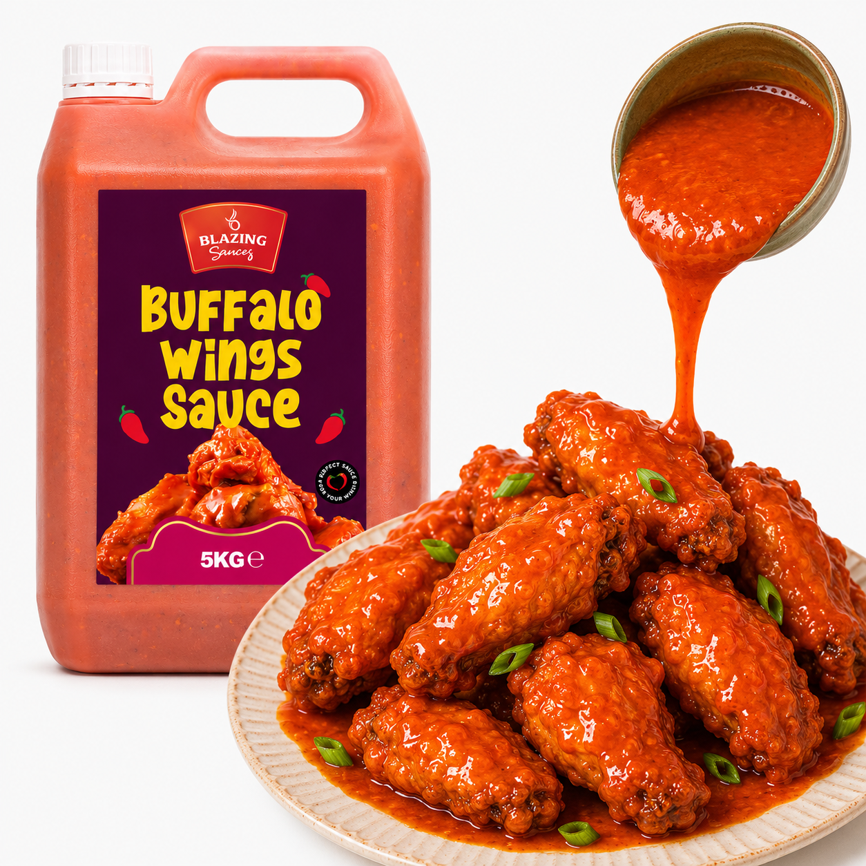 Blazing Buffalo Wings Sauce 5kg, Classic Spicy Wing Sauce, Dip and Dressing