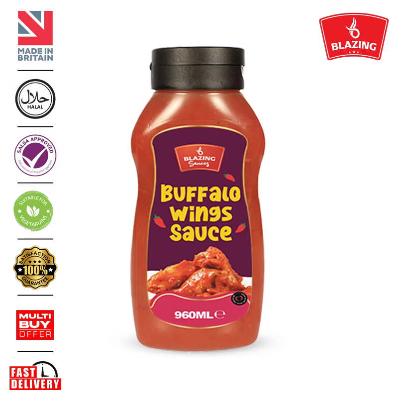 Blazing Buffalo Wings Sauce 960ml, Classic Spicy Wing Sauce, Dip and Dressing