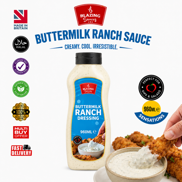 Blazing Buttermilk Ranch Dressing 960ml, Creamy and Tangy Classic Dip