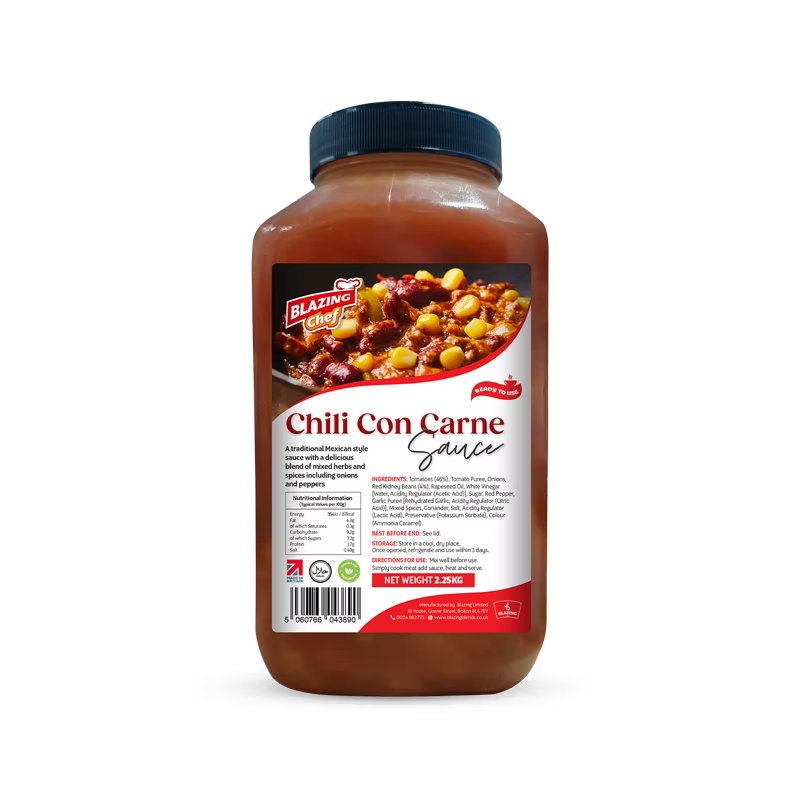 Blazing Chilli Con Carne Sauce 2.25kg, Bold & Spicy Ready-to-Use Cooking Sauce