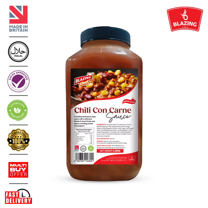 Blazing Chilli Con Carne Sauce 2.25kg, Bold & Spicy Ready-to-Use Cooking Sauce