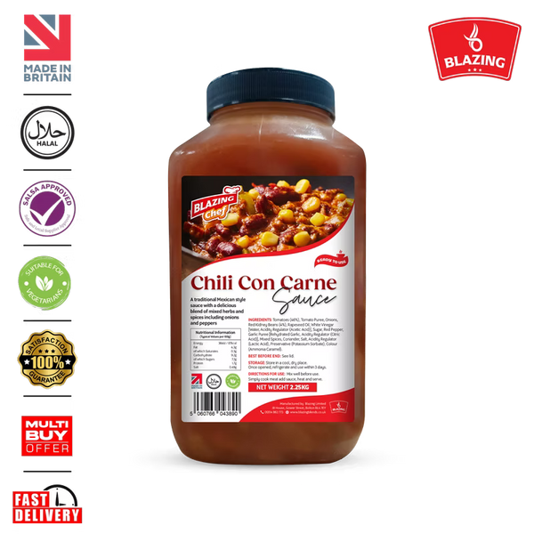 Blazing Chilli Con Carne Sauce 2.25kg, Bold & Spicy Ready-to-Use Cooking Sauce