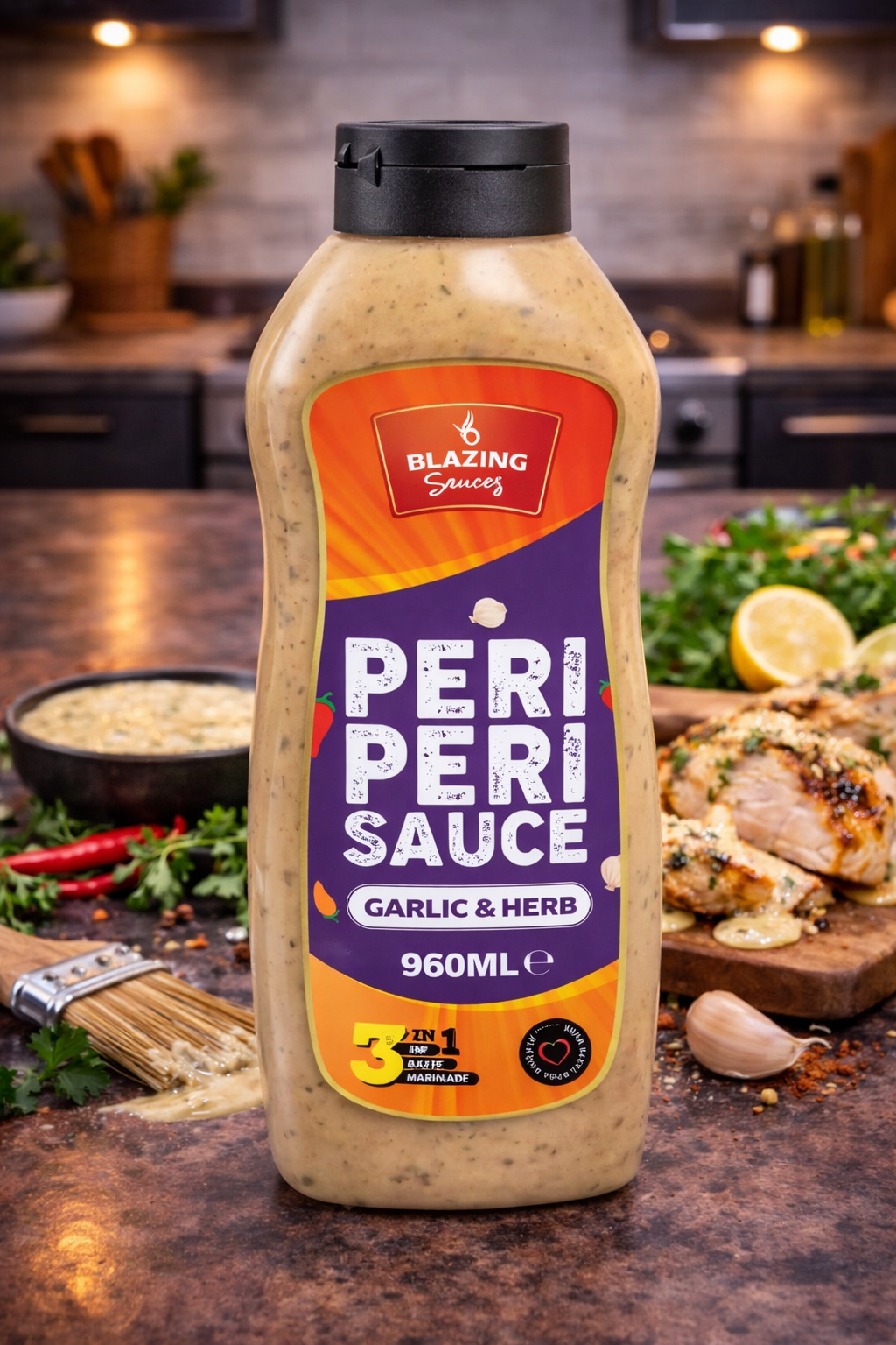 Garlic & Herb Peri Peri Sauce 960ml, Mild Zesty Chilli Marinade