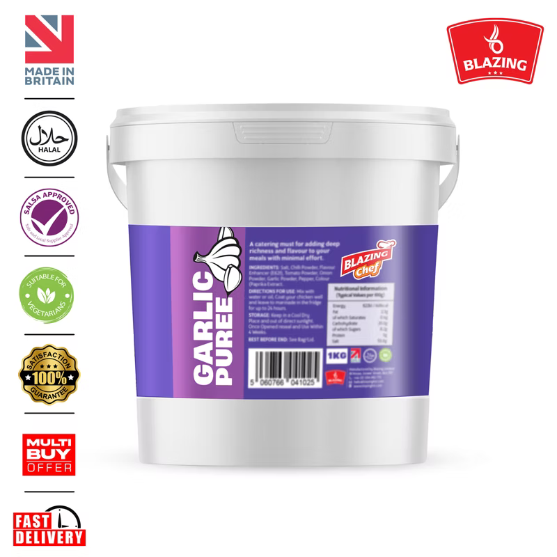Garlic Purée 1kg Catering Tub, Perfect For Seasoning Chicken, Meats & Vegetables